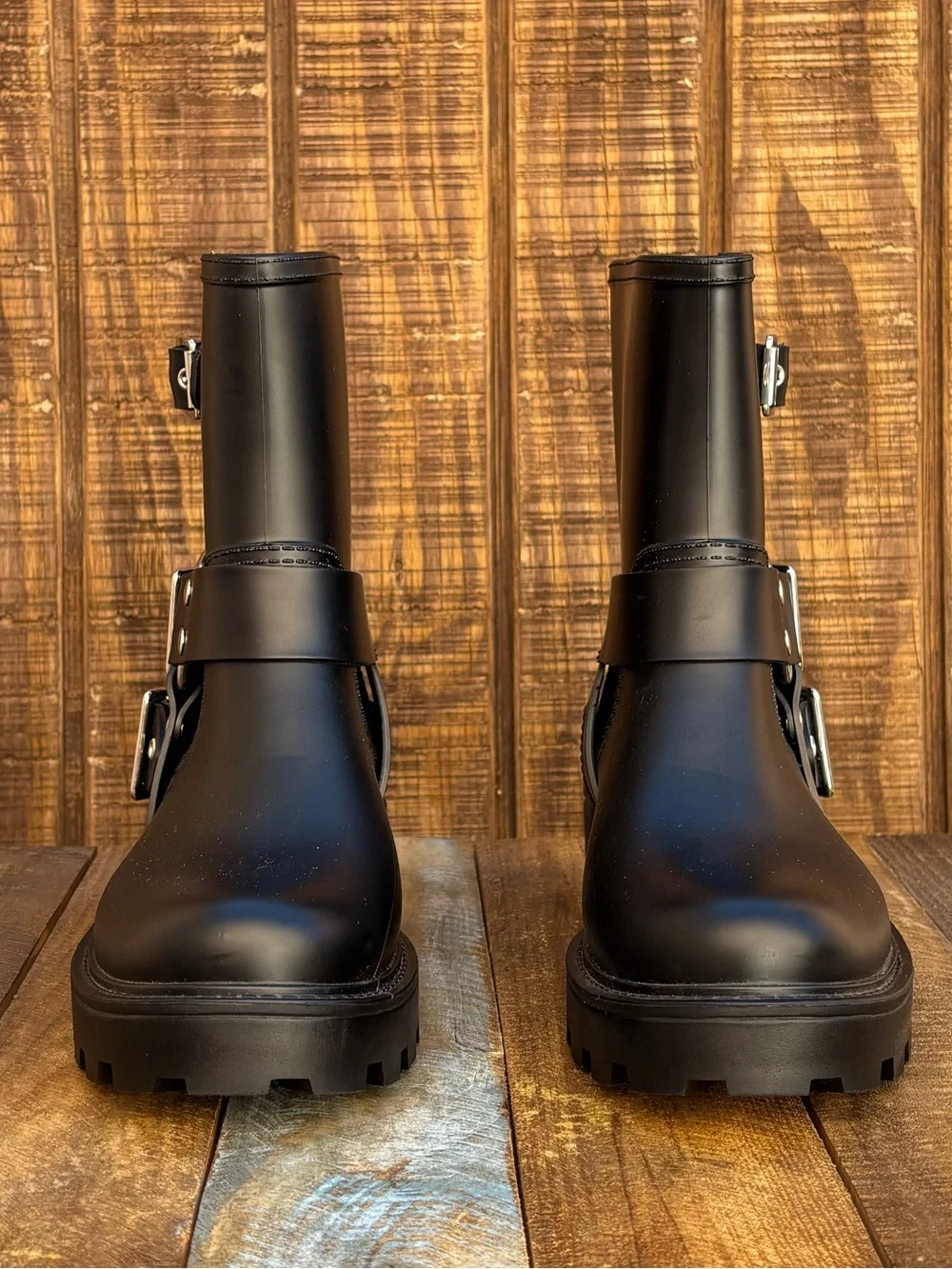 Jeffrey Campbell Black Moto Chunky Rain Boots